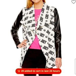 NWOT juicy couture terry leather wrap cardigan jacket blouse top wrap shawl logo